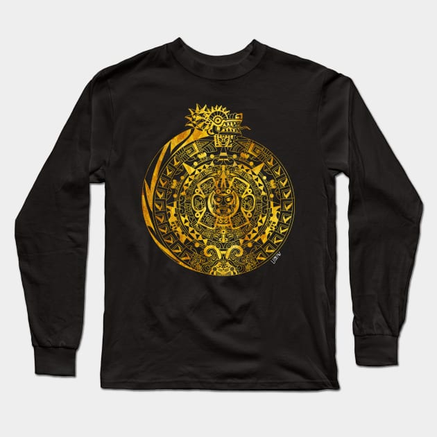 the dragon calendar in mexican pattern ecopop Long Sleeve T-Shirt by jorge_lebeau